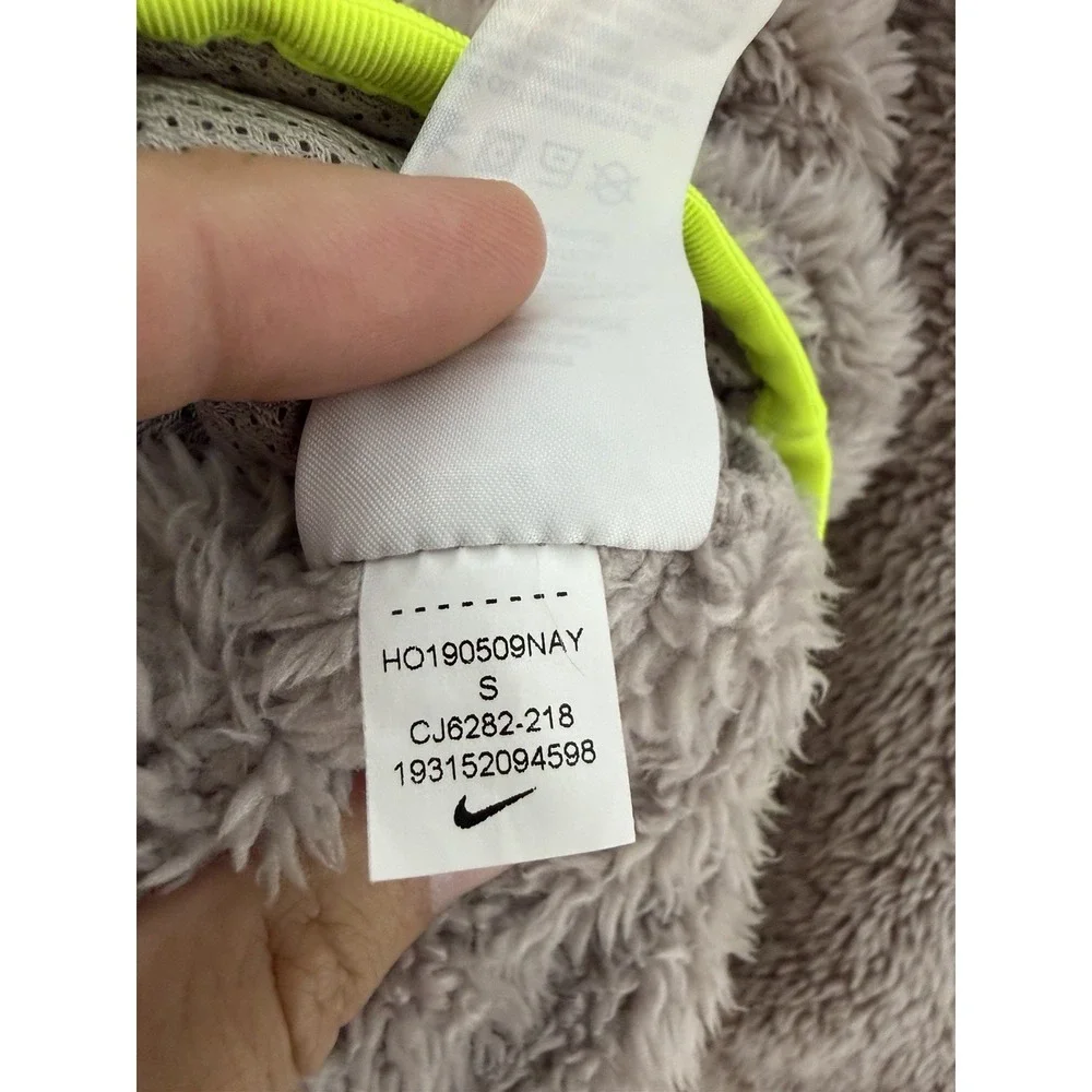 NIKE Womens Small Neon Cropped Fuzzy Pullover 1/4 Zip Mock Neck Pockets